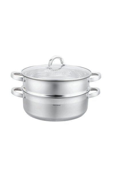 Klausberg Set oala pentru gatit la abur, capac din sticla, inox, diametru 28 ...