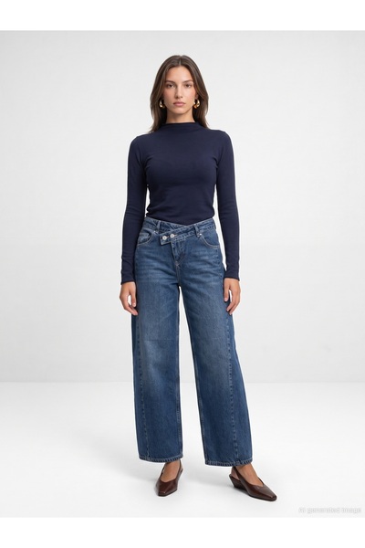 Dilvin 10841 High Collar Cashmere Blend Knit Sweater