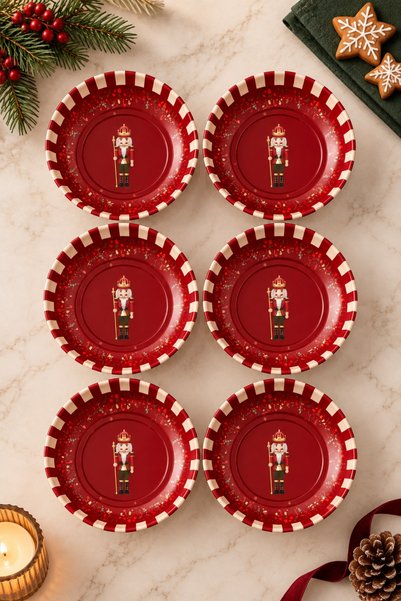 Tita Set of 6 Metal Snack Bowls 10 cm Red New Year Themed Nut Bowl with Soldier Figures