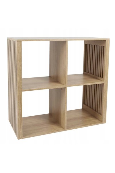 HowHomely Bibliotecă LINEA QUADRO cu 4 rafturi, din stejar, deschisă, pentru ...