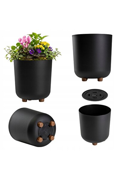 HowHomely Jardinieră din plastic neagră, ovală, cu picioare, 24,2 cm, pentru ...