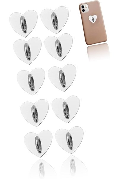 Generic Sweet seven® Heart Shape Phone Charm Hook, Adhesive Metal Finger Ring...