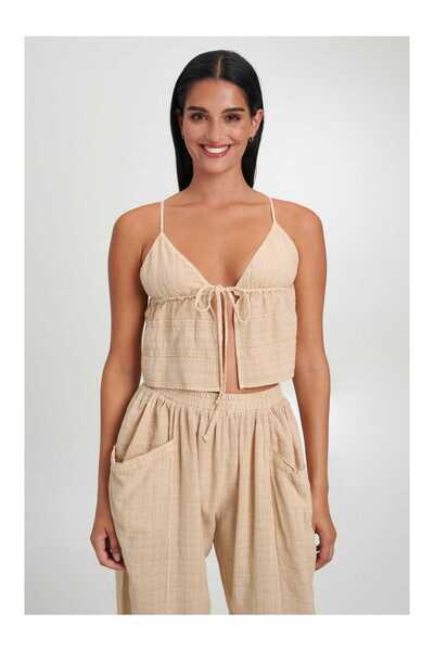 August Resortwear S25A3028 Υφαντό Τοπ Μπεζ - M/L