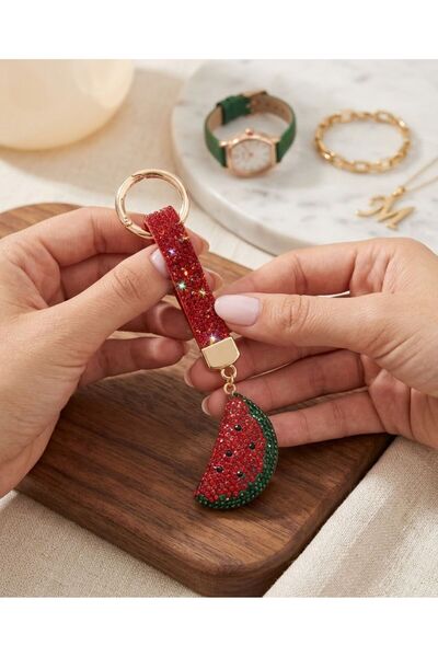 HOŞGÖR ACCESSORIES Watermelon Detailed Stone Keychain