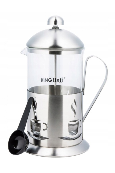 Kinghoff Vas de sticlă cu infuzor și piston pentru ceai, cafea, plante aromat...