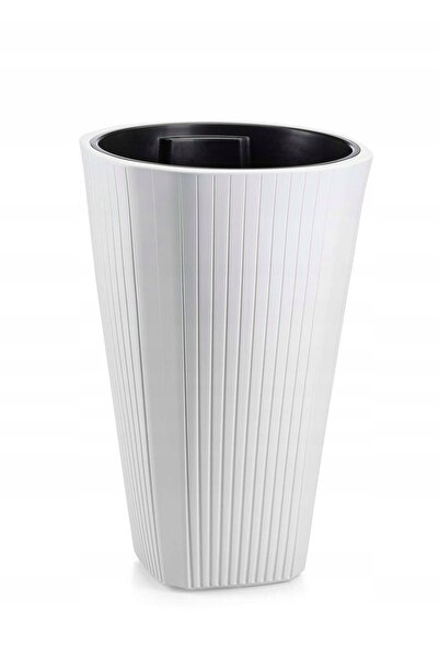 HowHomely Jardinieră albă mare pentru terasă, balcon, grădină + INSERT 39xH61cm