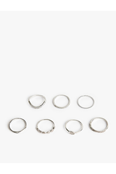 Koton Stoned Steel Mixed 7-Piece Ring Set