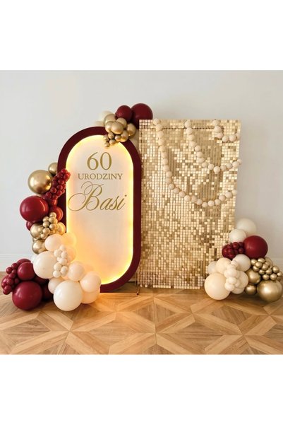 Çemrek Süs Parti Deep Red Dark Red Retrowhite Gold Chrome Balloon Chain Set o...