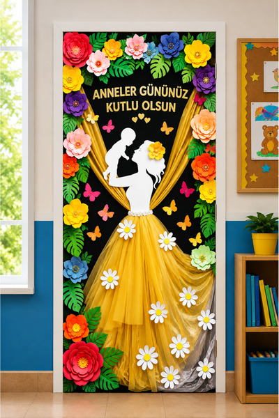 PROMISEBACKDROP2 Elastic School Classroom Door Cover, Mother's Day, Fabric Door Cover, Classroom Door, School Event Door Cover
