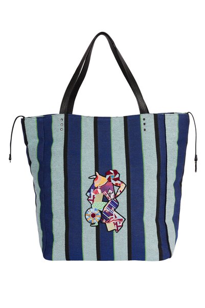 AMES BAGS Nostos Τσάντα Ώμου 3D Mino Ρίγες Μπλε