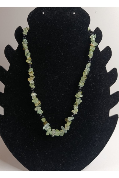 Generic Brand Colier pietre naturale prehnit și spinel negru