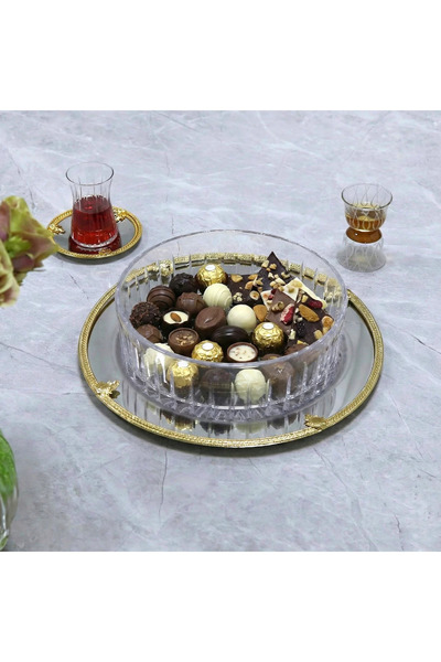Generic Stainless Steel Serving Dish with Modern Design Glass Serving Plate -...