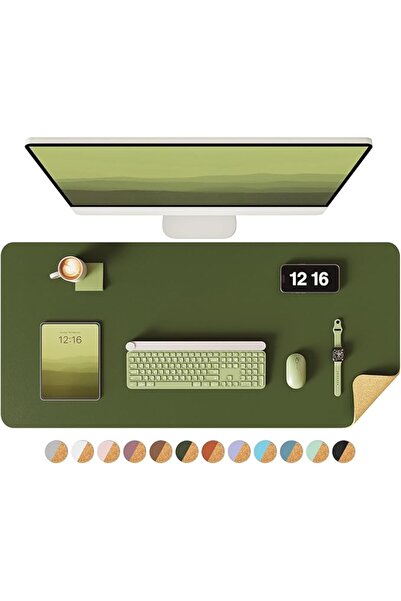 GENERAL Yisaji Double-Sided Design Cork Leather Desk Pad, Large Waterproof Mo...