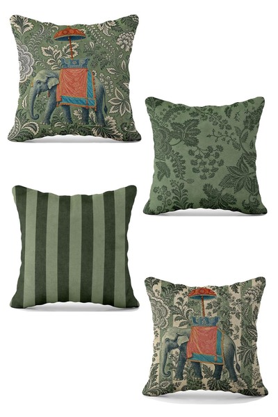 Daniel Home Design Maharaja Collection |   Throw Pillow Cover |   4-Piece Combination Set |   Double Side Printed |   43X43 cm |   Living Room Decor |   Seat Cushion Cover
