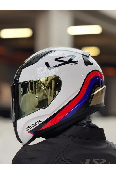 LS2 RAPID 2 STARK BEYAZ-KIRMIZI-MAVİ KASK (SARI VİZÖR)