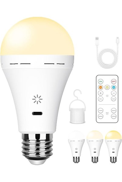 GENERAL مصباح LED قابل لإعادة الشحن عبر USB-C مع جهاز تحكم عن بعد، مصابيح تعم...