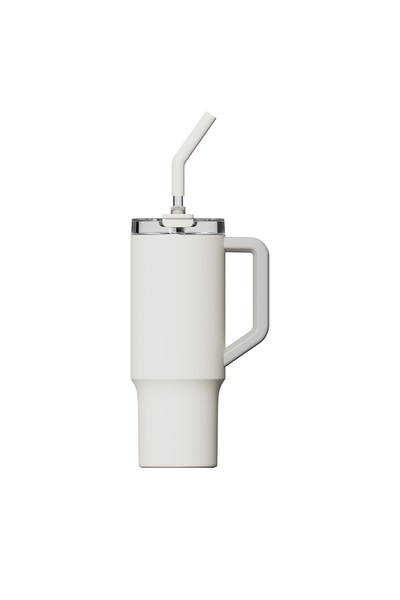 Xiaomi Thermo Mug Handled Tumbler θερμός πλαστικό 1lt White με καλαμάκι και λαβή