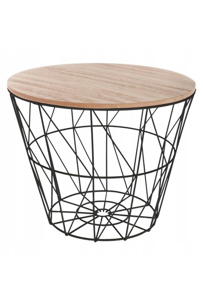 Atmosphera Măsuță de cafea tip coș din sârmă, 2-în-1, neagră, stil loft, pent...
