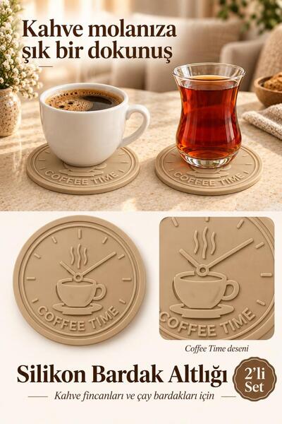 Hayveys Coffe Saatli̇ Model 2-Piece Coaster Set