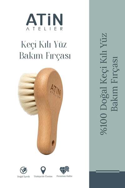 Atin Atelier Yüz Bakım Fırçası Yüz Temizleme ve Peeling Fırçası %100 Doğal Ke...