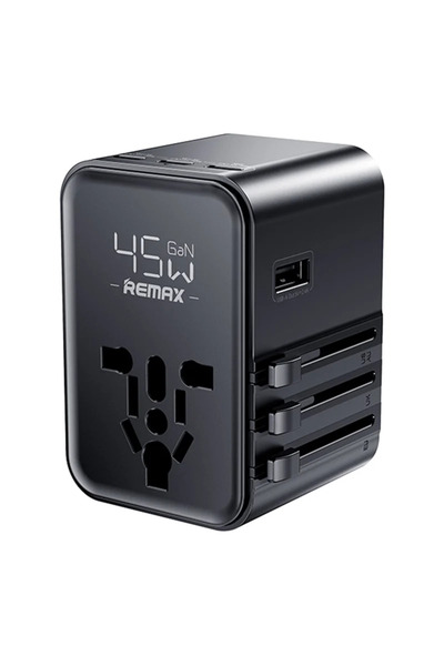 Remax Φορτιστής ταξιδιού GaN 45W με 3 Type-C + 2 USB + πρίζα AC EU/UK/US/AU C...