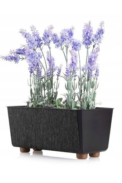 HowHomely Jardinieră din plastic cu picioare, neagră textilă, pentru pervaz, ...
