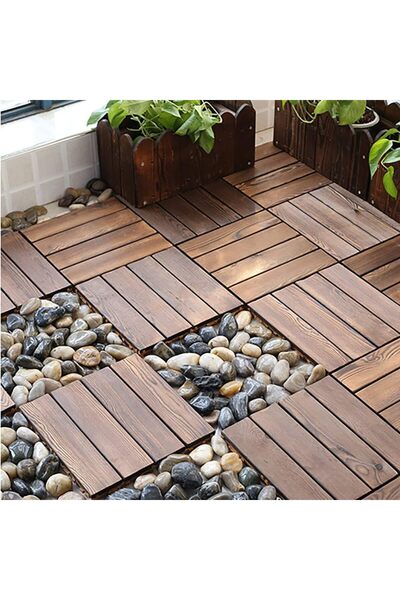 Generic Wooden Garden Fence - Interlocking Panels Picket Fence Edging Border ...