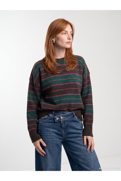 Dilvin 10893 Wool Blend Striped Sweater