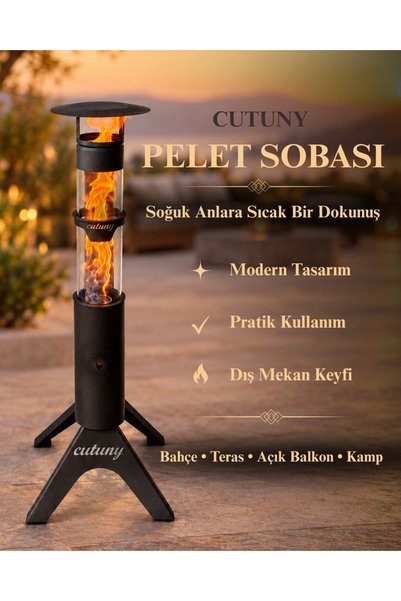 Pelet Sobası 95X40 - Bahçe, Teras, Açık Balkon, Kamp Isıtıcısı