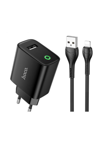 Hoco Φορτιστής με θύρα USB-A 2.1A με καλώδιο Lightning DC93 Virtuous