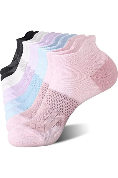 GENERAL 5 Pairs Women's Ankle-Length Running Socks, Cushioned Low Cut Athleti...