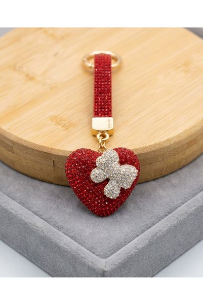HOŞGÖR ACCESSORIES Heart Detailed Stone Keychain