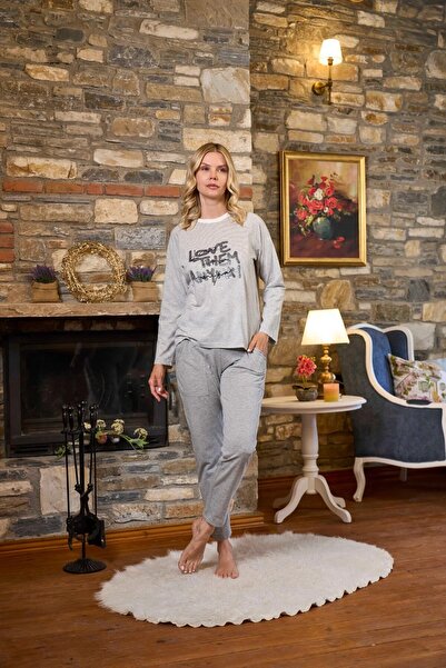 Aqua Cossybyaqua 26230 Line Pattern Printed Pajama Set