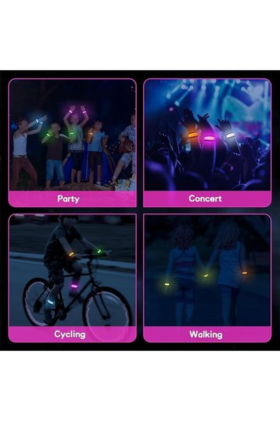 KASTWAVE LED Light Up Slap Bracelets, 6Pcs, Flashing Glow in the Dark Wrist Bands for Concerts, Parties, Camp