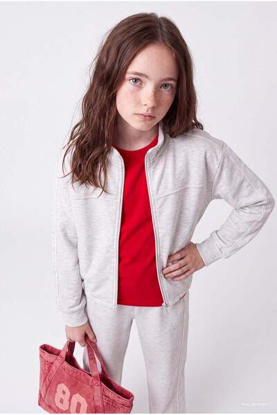 PAULMARK Girl's Ribbed Zippered High Collar Sweatshirt