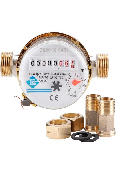 Generic Water Meter, 15mm 1/2 inch Cold Water Meter Read of Cubic Flow Meter,...