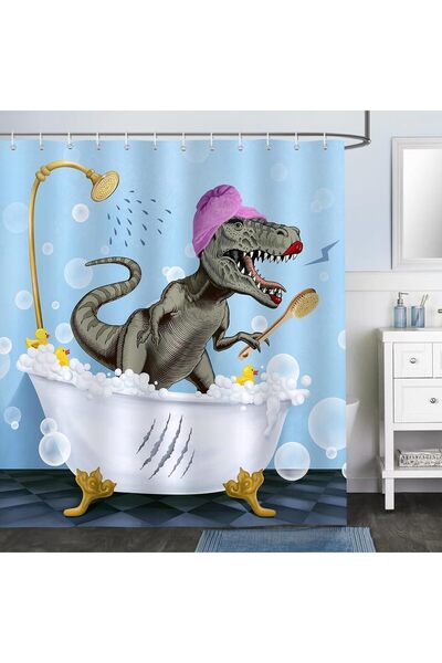 Generic Funny Dinosaur Shower Curtain for Kids Bathroom, Waterproof Polyester...