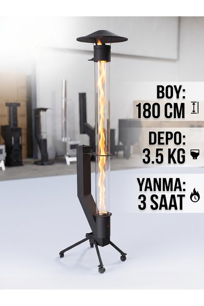 Genel Markalar Camlı Füze Pelet Sobası 180 cm - Kış Bahçesi, Teras ve Balkon ...
