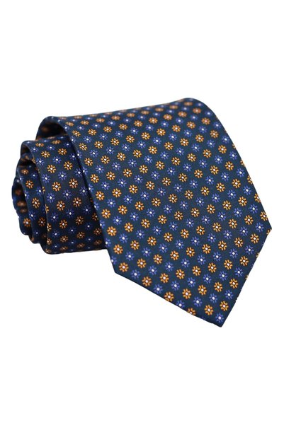 erika Μεταξωτή Γραβάτα Navy/Orange Color Printed 8εκ.
