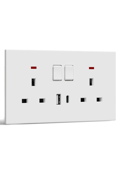 Generic مقبس حائط مزدوج التبديل، منفذ طاقة كهربائي مع منافذ شحن USB C و USB A...