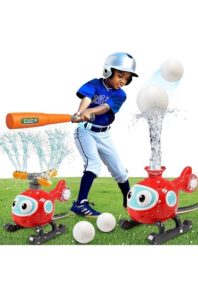 TERRIFI 2 in 1 Water Sprinkler T Ball Set for Kids Toddlers, Outdoor Baseball...