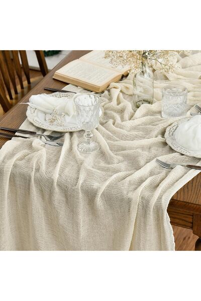 Generic Boho Peach Gauze Wedding Cheesecloth Table Runner, 30x120 Inch Season...