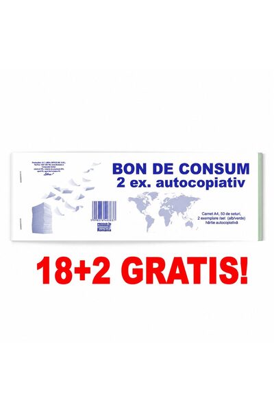 Libra 18+2 GRATIS! Bon de consum autocopiativ 2 exemplare carnet 50 seturi