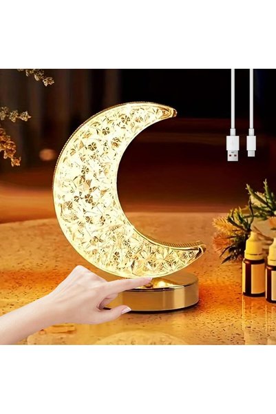 Generic Crescent Moon Table Lamp Touch Dimmable, 3 Color LED Rechargeable Nig...
