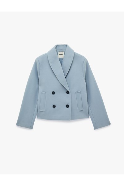 Koton Long Sleeve Double-Breasted Shawl Collar Pocketed Cashmere Jacket