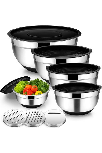 Generic مجموعة أوعية خلط مع أغطية محكمة الإغلاق من 5 قطع، وعاء خلط من الفولاذ...