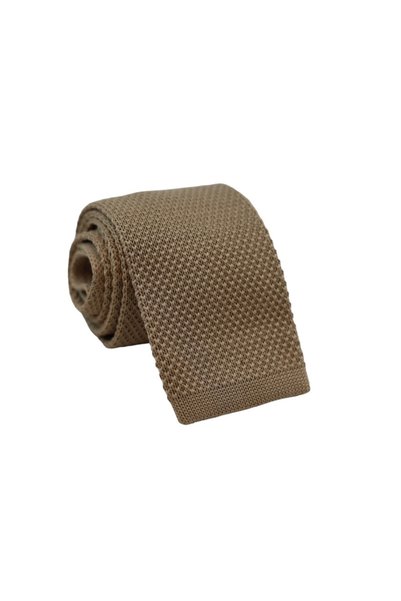 erika Μεταξωτή Πλεκτή Γραβάτα Beige Color 6 εκ.