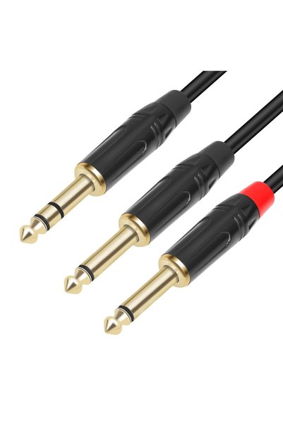 Generic 1/4 inch TRS Stereo Y Splitter Insert Cable 3.3 ft, Gold Plated Audio...