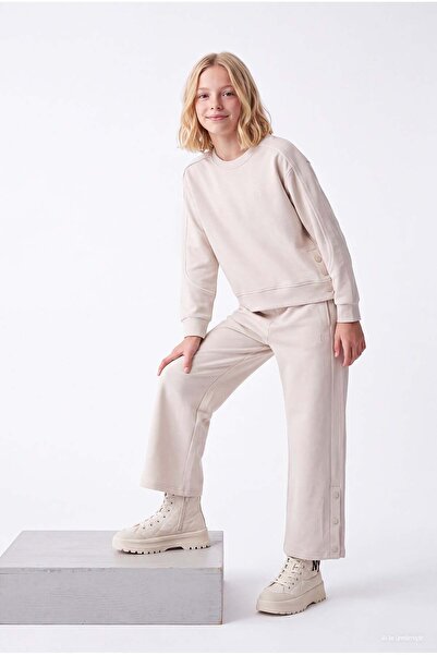 PAULMARK Girls' Loose-Fit Sweatpants with Snap Detail
