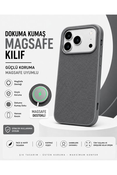 HYPERSOFT iPhone 18 Pro (6.3 Inch) Compatible Woven Fabric Textured Rough Lux Magsafe Case